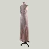 Sequins High Cut One Shoulder Evening Dress