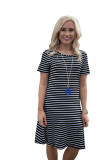 O-Neck Stripped Casual Dress 26454-1