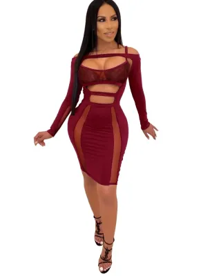 Sexy Cut Out Long Sleeve Bodycon Dress