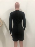 Black Sexy Cut Out Long Sleeve Bodycon Dress