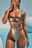 Sexy High Waist Metallic Swimwear