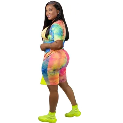 Summer Tie Dye Two Piece Shorts Set