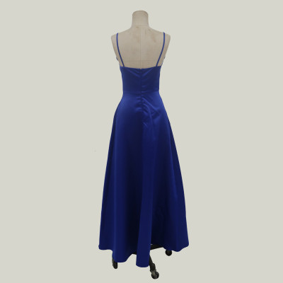 Blue Straps V-Neck Evening Dress