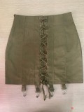 Summer Green Lace Up Sexy Mini Skirt