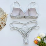 Sexy Two Piece Cut Out Sparkling Swimwear