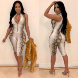 Snake Skin Sleeveless Bodycon Rompers