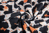 Leopard Print Drawstrings Long Sleeve Jumpsuit