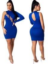 Sexy Lace Up Bodycon Dress with Single Sleeve