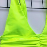 Sexy High Cut One Piece Plunging Swimwear