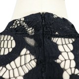 Black Two Piece Lace Midi Dress