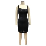 Sexy Sequins Cut Out Halter Party Dress