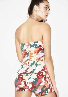Sexy Strapless Camou Bodycon Rompers