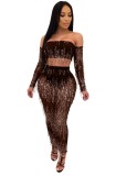 Sequins Strapless Top and Long Curvy Skirt Set