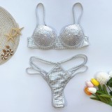 Sexy Two Piece Cut Out Sparkling Swimwear