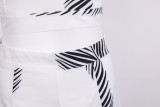White and Black Print Halter Top and Maxi Skirt