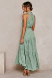 Print Elegant Long Dress with Scoop Neckline