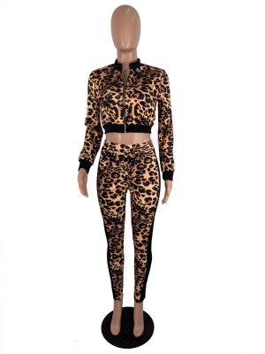 Leopard Print Short Jacket and Pants