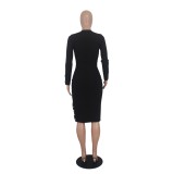 Sexy Long Sleeve Slit Bodycon Party Dress