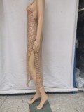 Sexy Nude Crochet Long Cover Ups