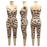 Camou Print Straps Bodycon Rompers
