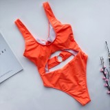 Solid Color One-Piece O-Ring Swimwear