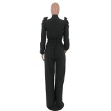 Black Evening Jumpsuit with Pop Sleeves