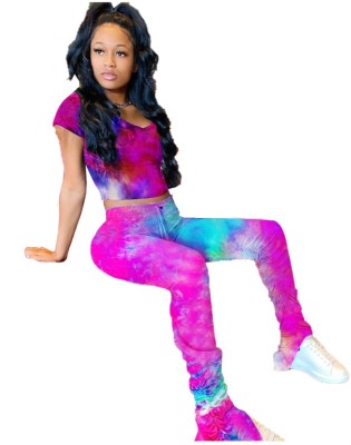 Summer Two Piece Tie Dye Pants Set