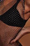 Black Sexy Fishnet Beaded Cover-Up