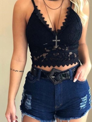 Sexy Lace Straps Crop Top
