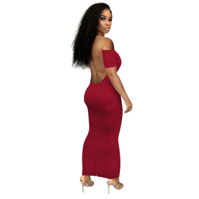 Sexy Backless Off Shoulder Long Curvy Dress