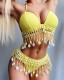 Sexy Hollow Out Tassels Halter Swimwear