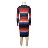 Sexy Colorful Bodycon Dress with Sleeves
