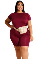 Plus Size Casual Sheer Two Piece Shorts Set