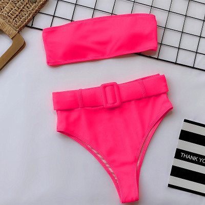 Sexy Neon High Waist Bandeau Swimwear