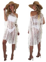 White Ripped Long Cover-Ups