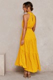 Print Elegant Long Dress with Scoop Neckline