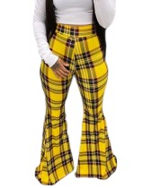 Plaid Print High Waist African Flare Pants