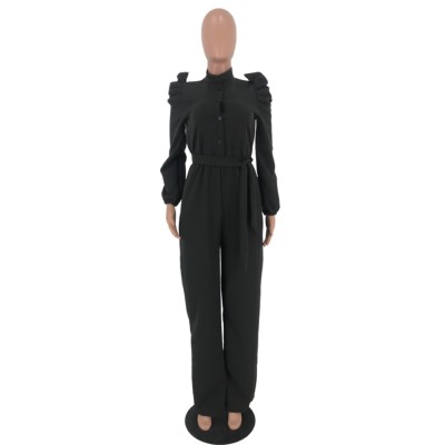 Black Evening Jumpsuit with Pop Sleeves