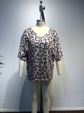 Casual Leopard Print V-Neck Loose Shirt
