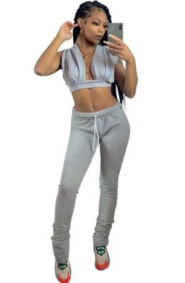 Summer Sexy Grey Two Piece Pants Set