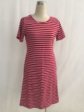 O-Neck Stripped Casual Dress 26454-4