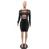 Sexy Cut Out Long Sleeve Bodycon Dress