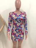 Overal Flower Mini Dress with Sleeves