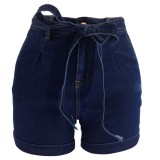 Dark Blue High Waist Denim Shorts