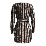 Sexy Stripped Sequins Party Dress 28234-1