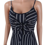 Sexy Stripped Strapy Jumpsuit with Bows 26465