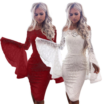 Occassional Off Shoulder Lace Dress with Wide Cuffs 28494-1