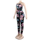 Sexy Strapless Floral Jumpsuit