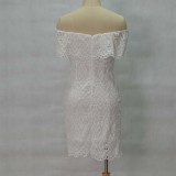 White Retro Off Shoulder Sexy Lace Summer Dress