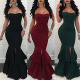 Plain Color Sexy Strapless Mermaid Evening Dress 27786-2